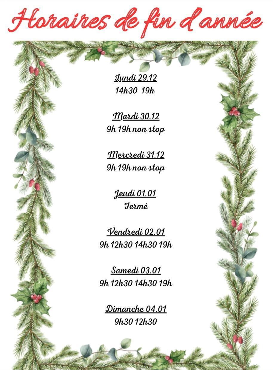 Horaires no&euml;l 2025